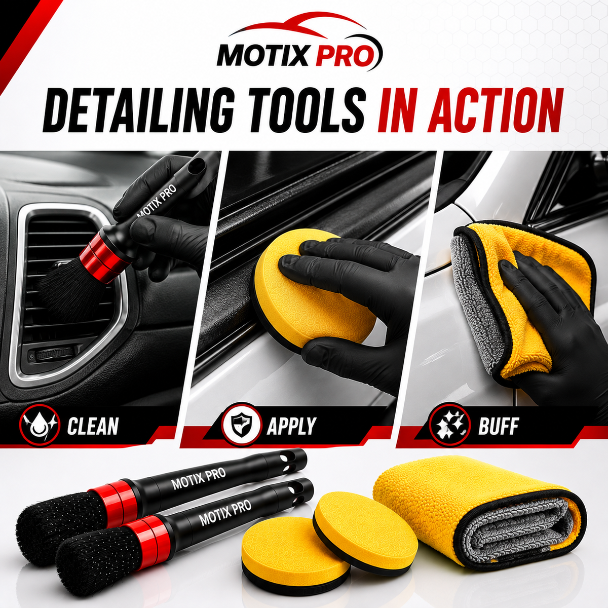 MOTIX PRO Car Detailing Accessories Kit in use