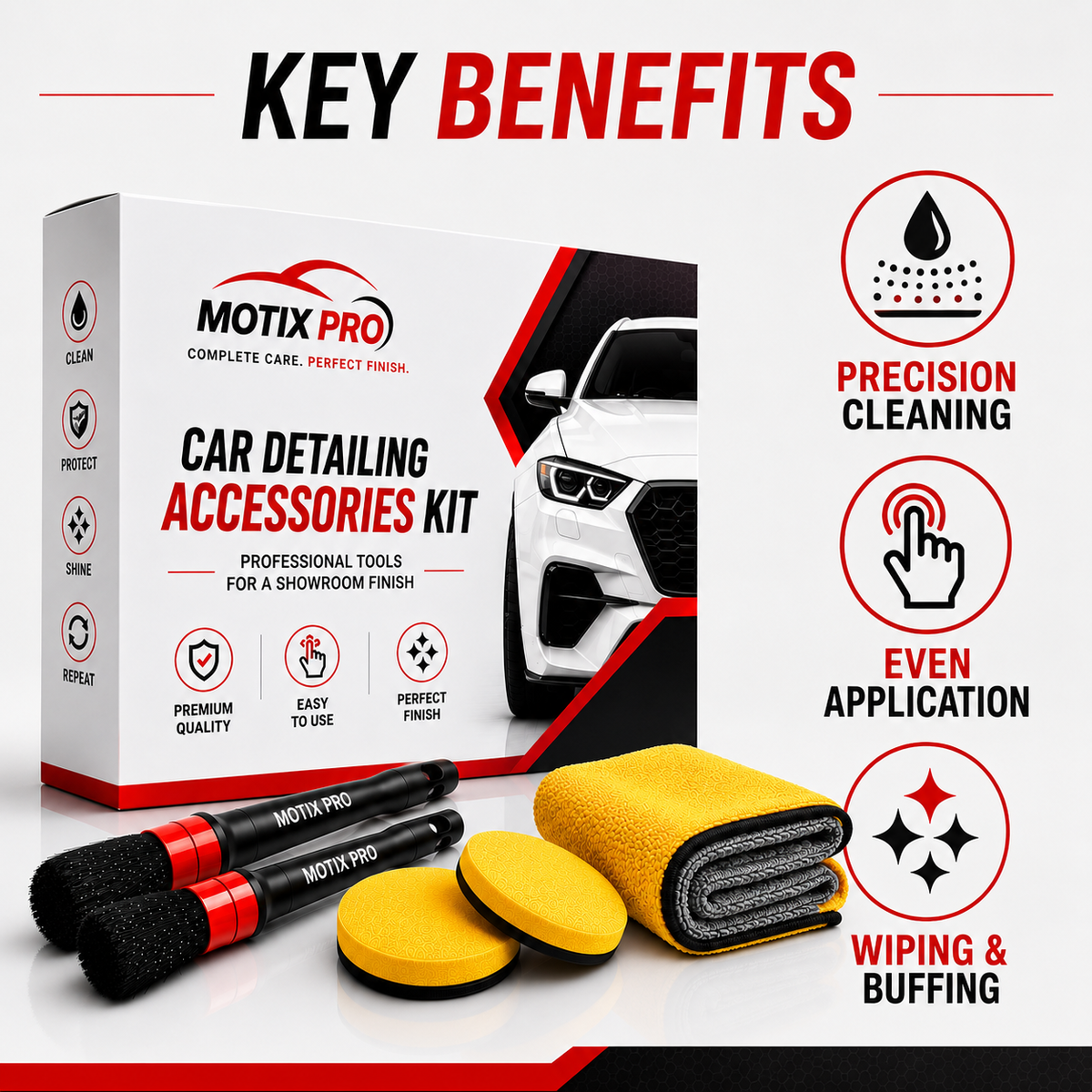 MOTIX PRO Car Detailing Accessories Kit key benefits