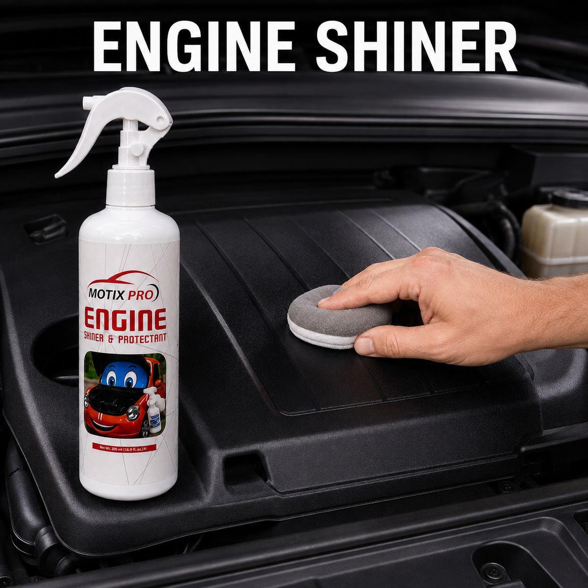 MOTIX PRO Engine Shiner and Protectant in use