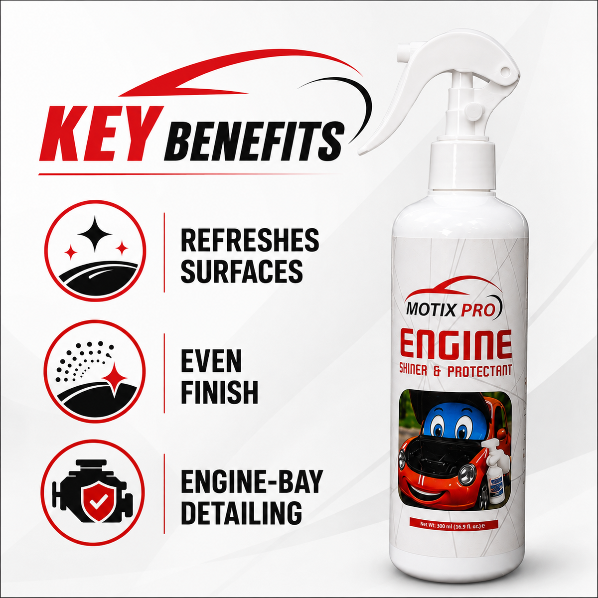 MOTIX PRO Engine Shiner and Protectant key benefits