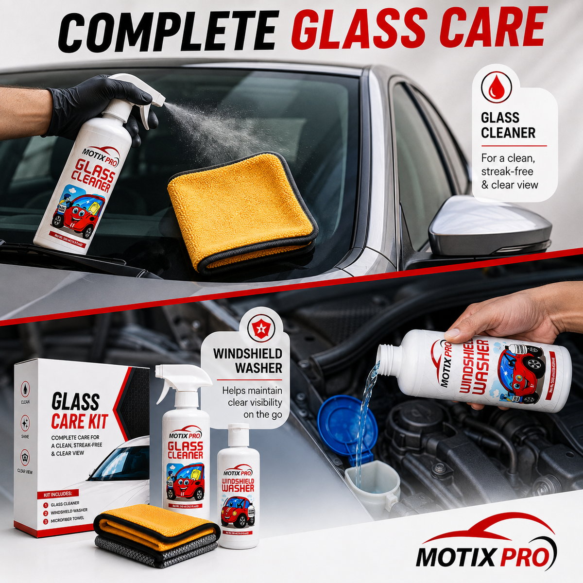 MOTIX PRO Glass Care Kit application routine