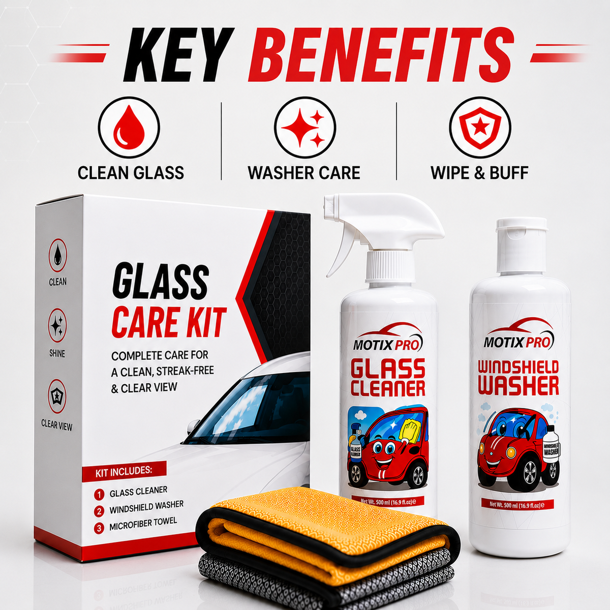 MOTIX PRO Glass Care Kit key benefits