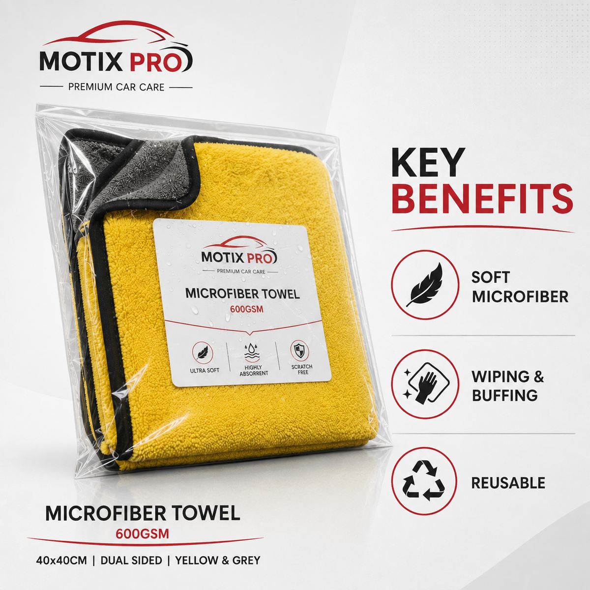 MOTIX PRO Premium Microfiber Towel key benefits