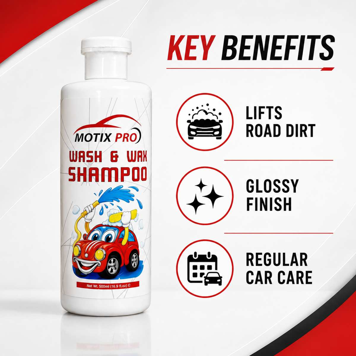 MOTIX PRO Wash and Wax Shampoo key benefits