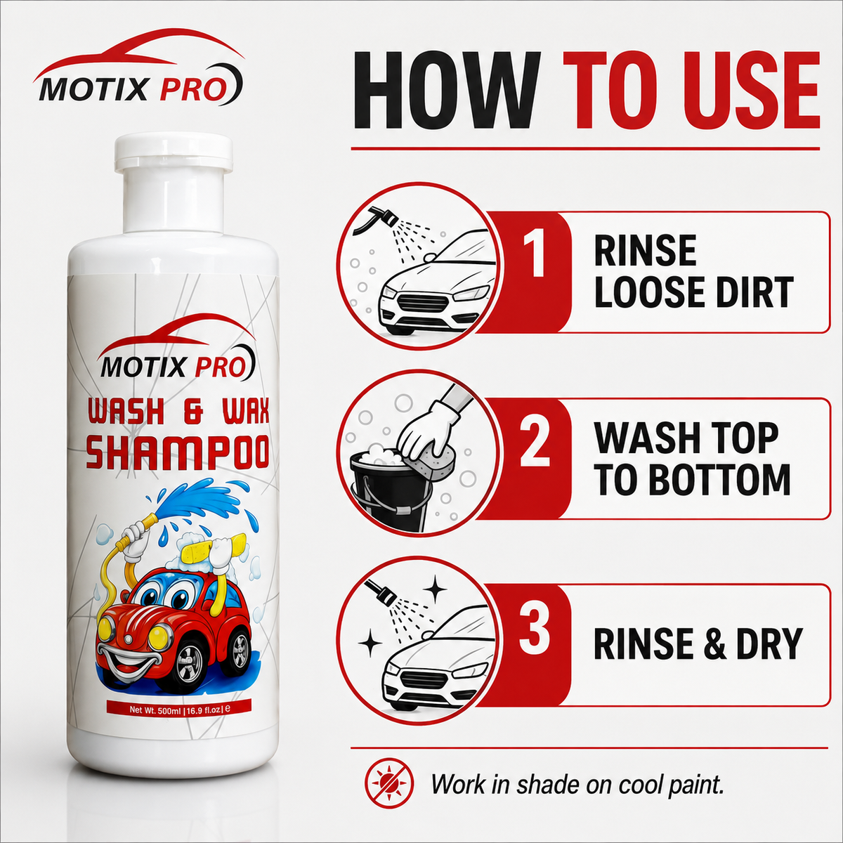 How to use MOTIX PRO Wash and Wax Shampoo